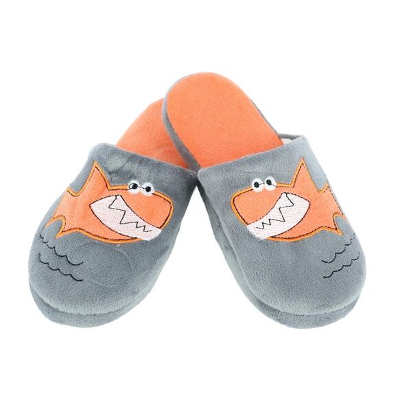 CTM Boy's Slide House Slippers with Shark Detail - Picture 2 of 3